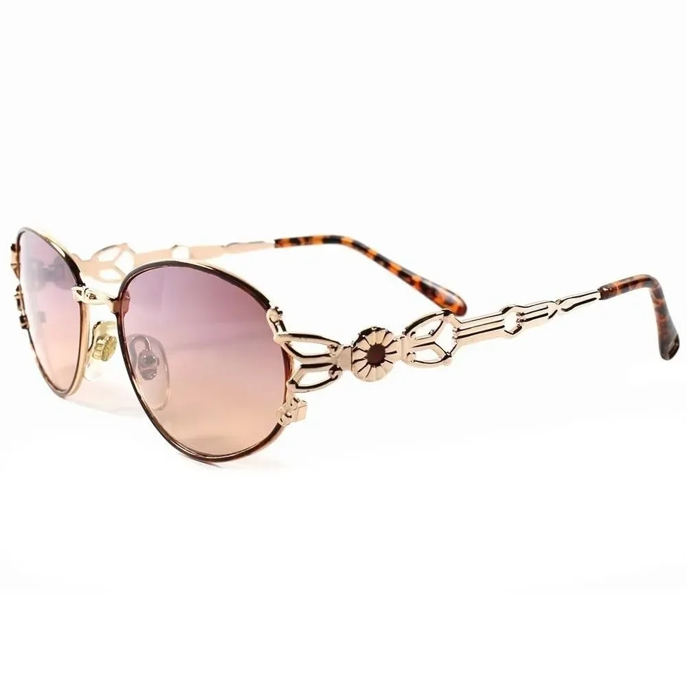 50s 60s Classic Vintage Retro Fashion Womens Stylish Gold Oval Sunglasses C58